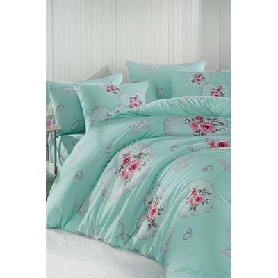 COTTON LİFE ÇİFT KİŞİLİK BASKILI PİKE TAKIMI ALİCE MİNT