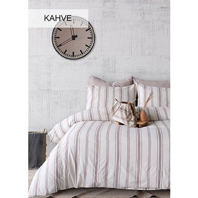 Cotton Life Çift Kişilik Nevresim Takımı  İpliği Boyalı Natural Kahve