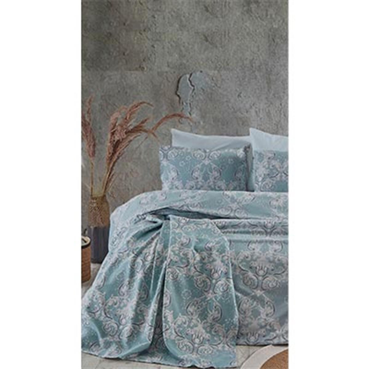 Cotton Life Çift Kişilik Nevresim Takımı Marbell Mavi
