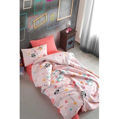 COTTON LİFE TEK KİŞİLİK BASKILI PİKE TAKIMI LOLA PEMBE