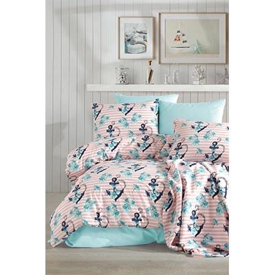 COTTON LİFE TEK KİŞİLİK NEVRESİM TAKIMI ANCHOR MİNT