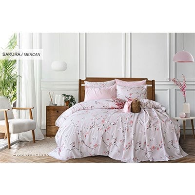 Cotton Life Tek Kişilik Nevresim Takımı Sakura Mercan