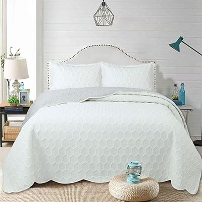 Dainty Home Çift Kişilik Yatak Örtüsü Perla Beyaz