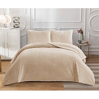 Dainty Home Çift Kişilik Yatak Örtüsü PeTek Vizon