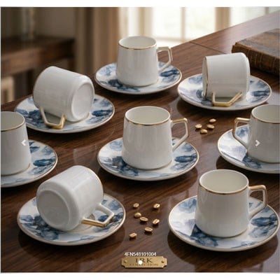 Evix 6'LI Fincan Takımı Blue Flower 12 Parça