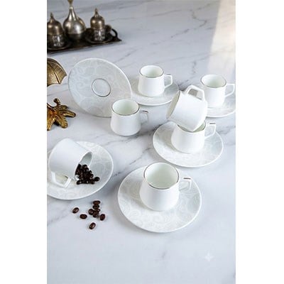 Evix 6'LI Fincan Takımı Paisley White 12 Parça