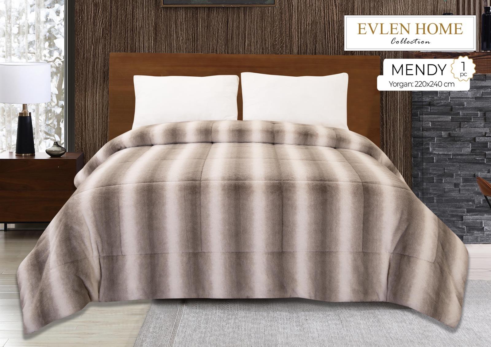 Evren Çift Kişilik Kürk Yorgan Mendy Bej