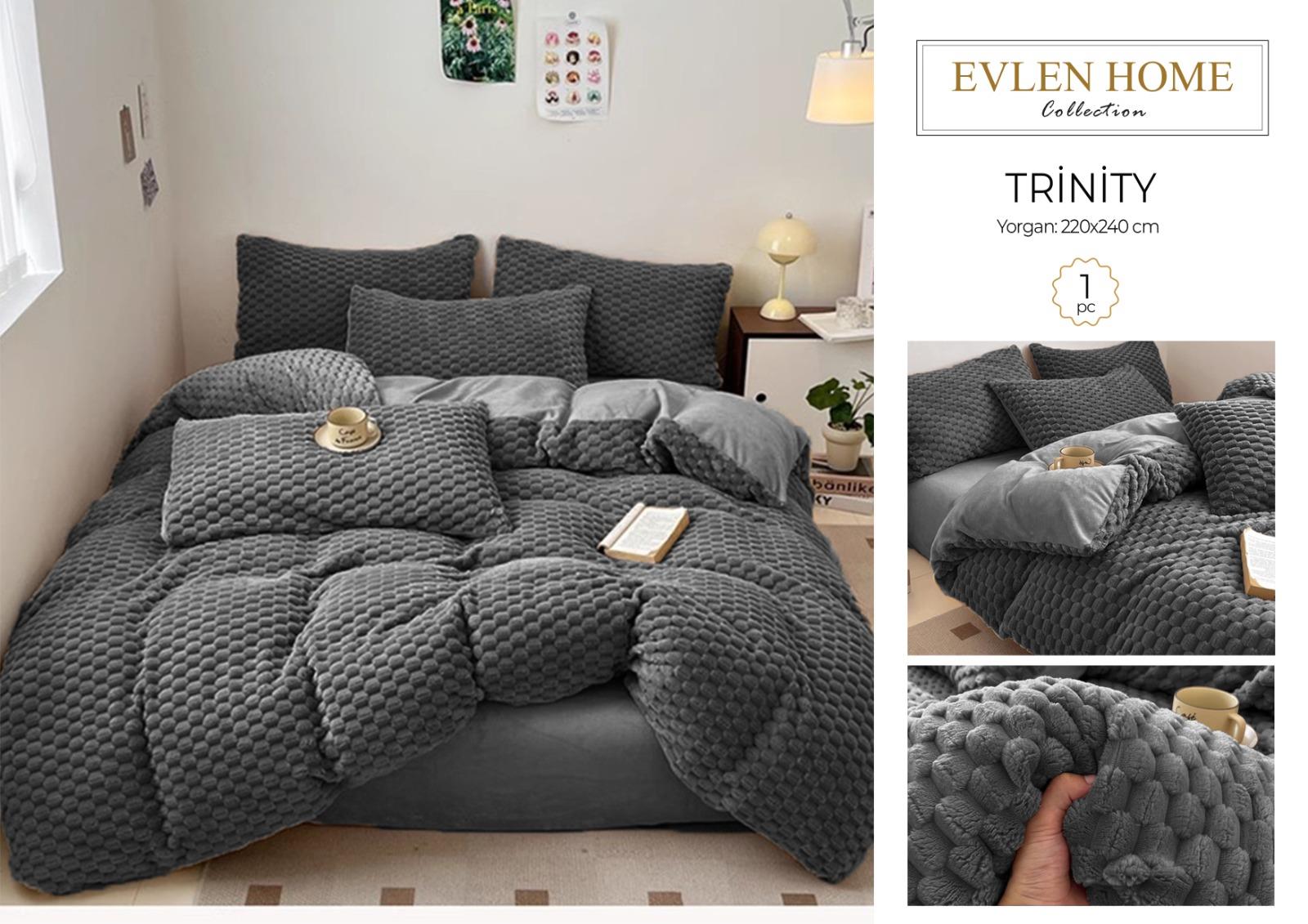 Evren Çift Kişilik Kürk Yorgan Trinity Antrasit