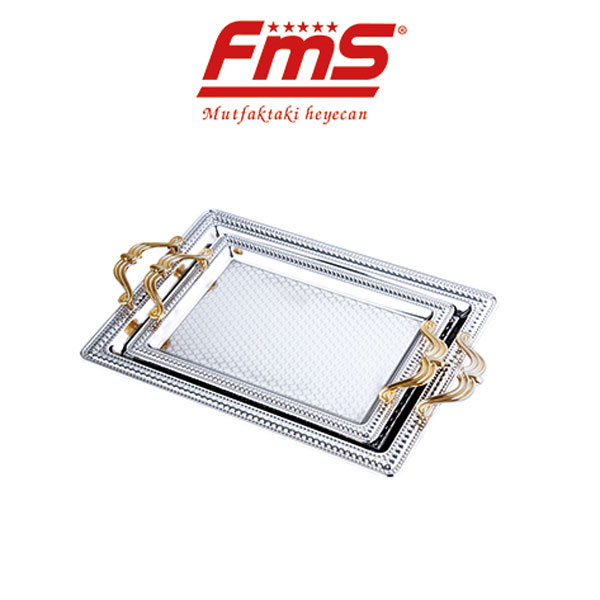 FMS 2'li Lüks Çelik Tepsi 9050K