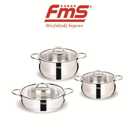 FMS 6 Parça Eko Çelik Tencere Seti Metal Kulp