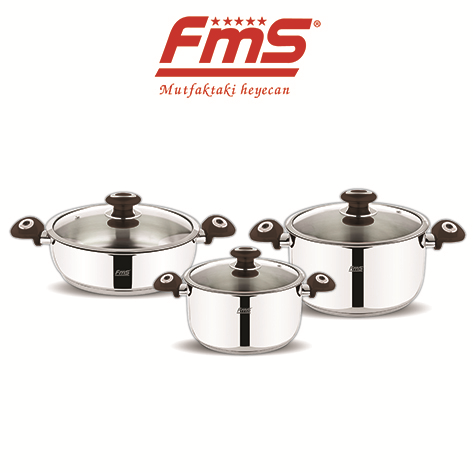 FMS 6 Parça Eko Çelik Tencere Seti Siyah