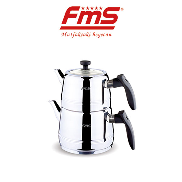 FMS Burcu Mini Çelik Çaydanlık Takımı Siyah