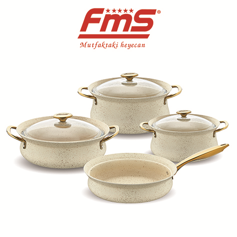 FMS Efsane Granit 7 Parça Tencere Seti Bej