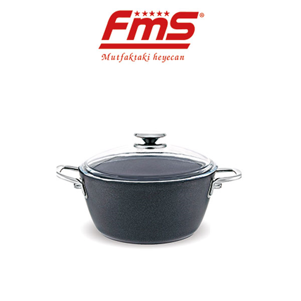 FMS Galaxy Granit Derin Tencere 24Cm Siyah Metal Kulp