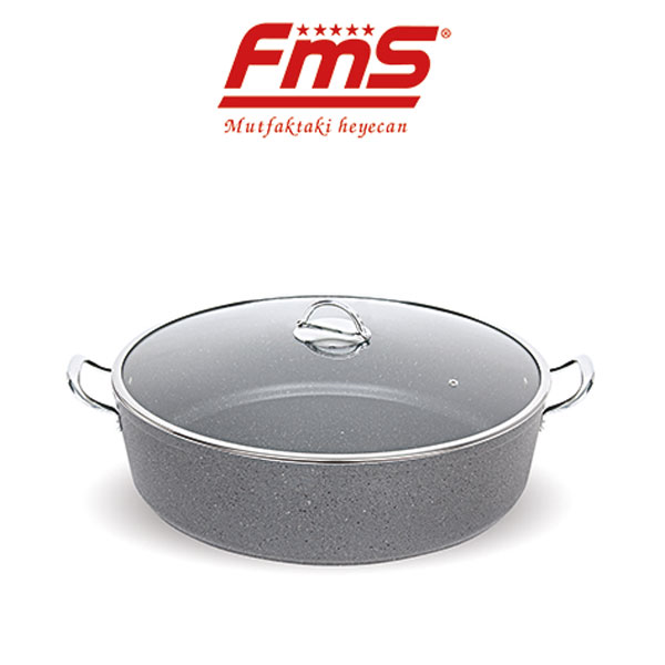 FMS Granit Endüstriyel Sığ Tencere 34Cm Gri