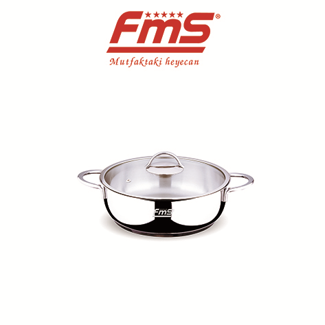 FMS İdeal 24 Cm Çelik KısaTencere Metal Kulp