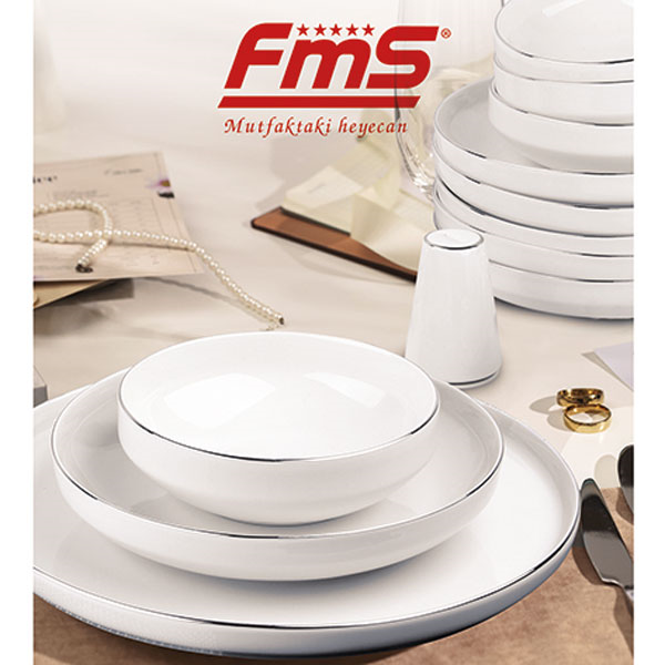 FMS İnci 55 Parça Yemek Takımı 5502 Platin