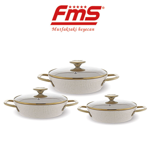 FMS Mercan Granit 3'lü Omlet Set Bej