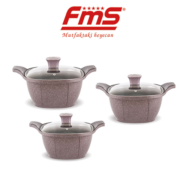 FMS Nirvana Granit 6 Parça Kare Döküm Güveç Set Vizon