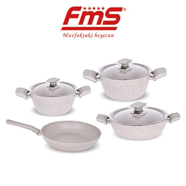 FMS Safir Granit 7 Parça Tencere Seti Bej