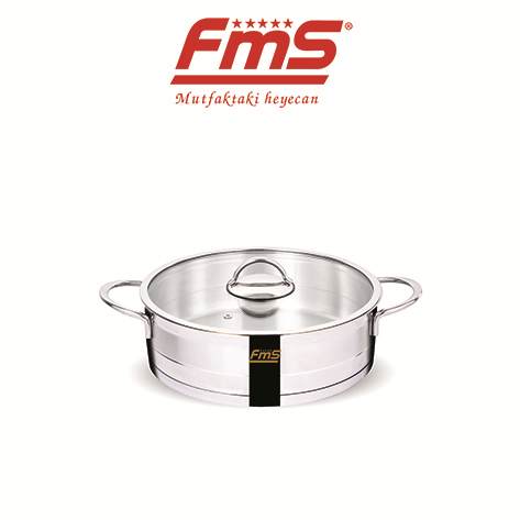 FMS Silindir 24 Cm Çelik Kısa Tencere