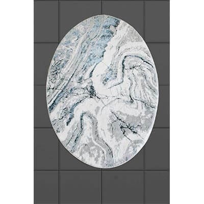 HIC&W Marble Pamuk Viskon Oval Paspas 90x120 cm Aqua