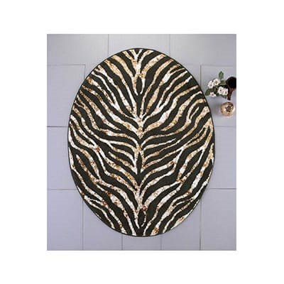 HIC&W Safari Oval Pamuk Viskon Banyo Paspası 90x120 Gold