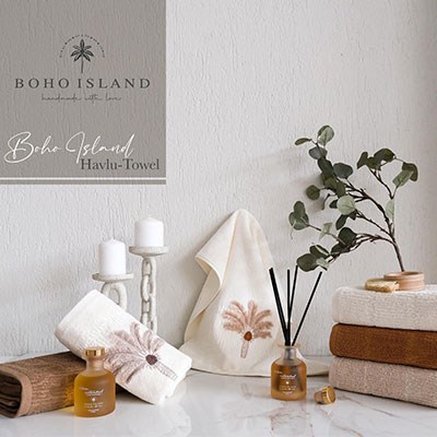 İyi Geceler İstanbul 2 Lİ Havlu 50*90 Kokulu Set Boho İsland Bej