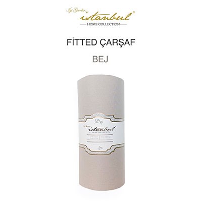 İyi Geceler İstanbul Çift Kişilik Fitted Çarşaf Bej
