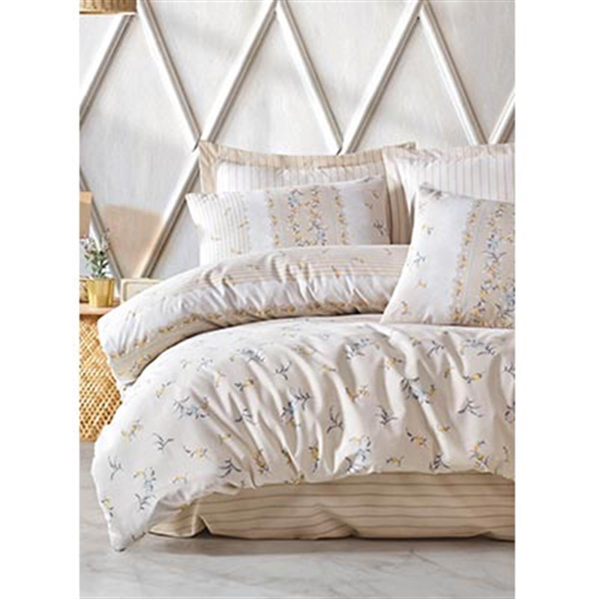 İYİ GECELER İSTANBUL ÇİFT KİŞİLİK NEVRESİM TAKIMI FUSİON CARYA BEJ