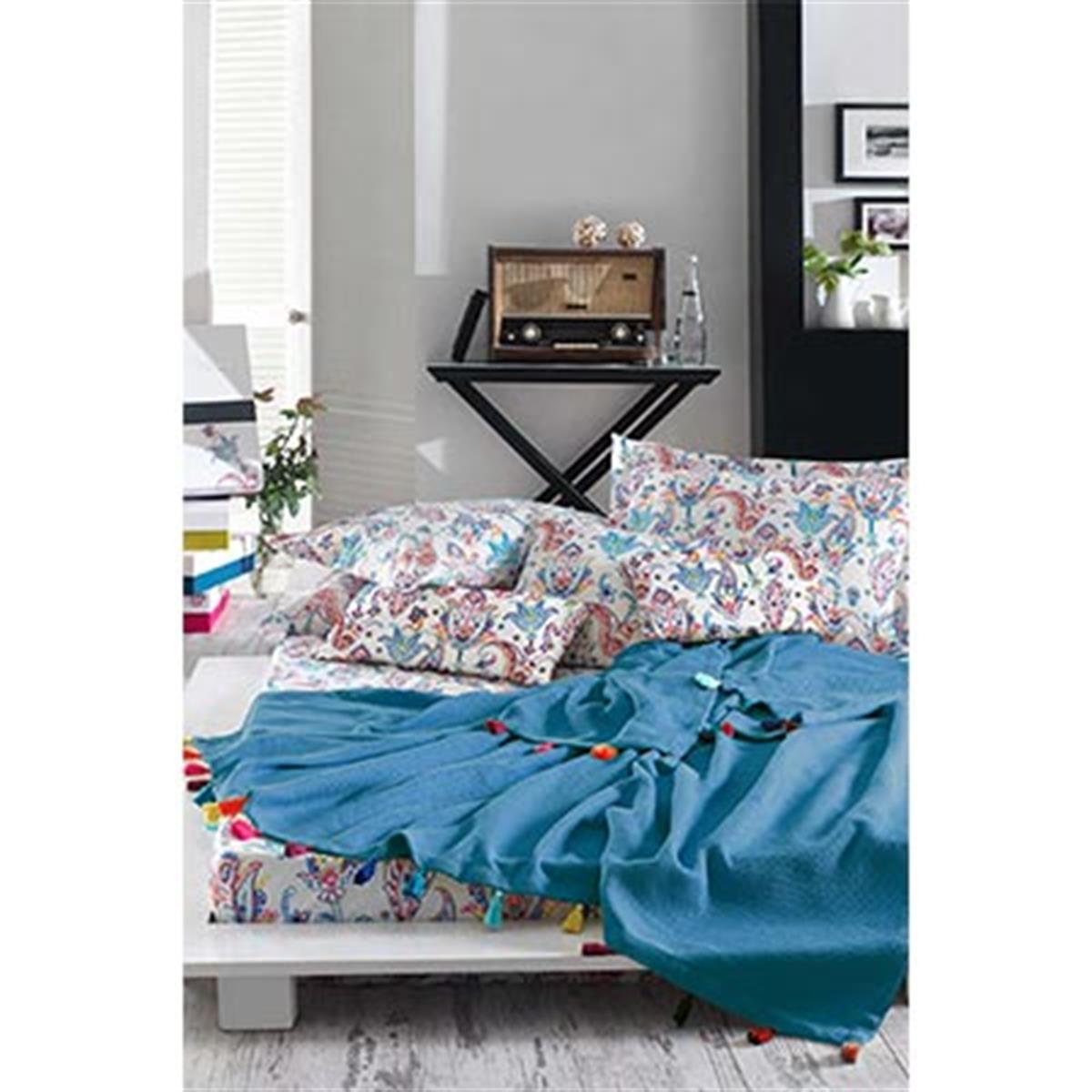 İyi Geceler İstanbul Çift Kişilik Pike Takımı  Style Up Petrol Mavisi