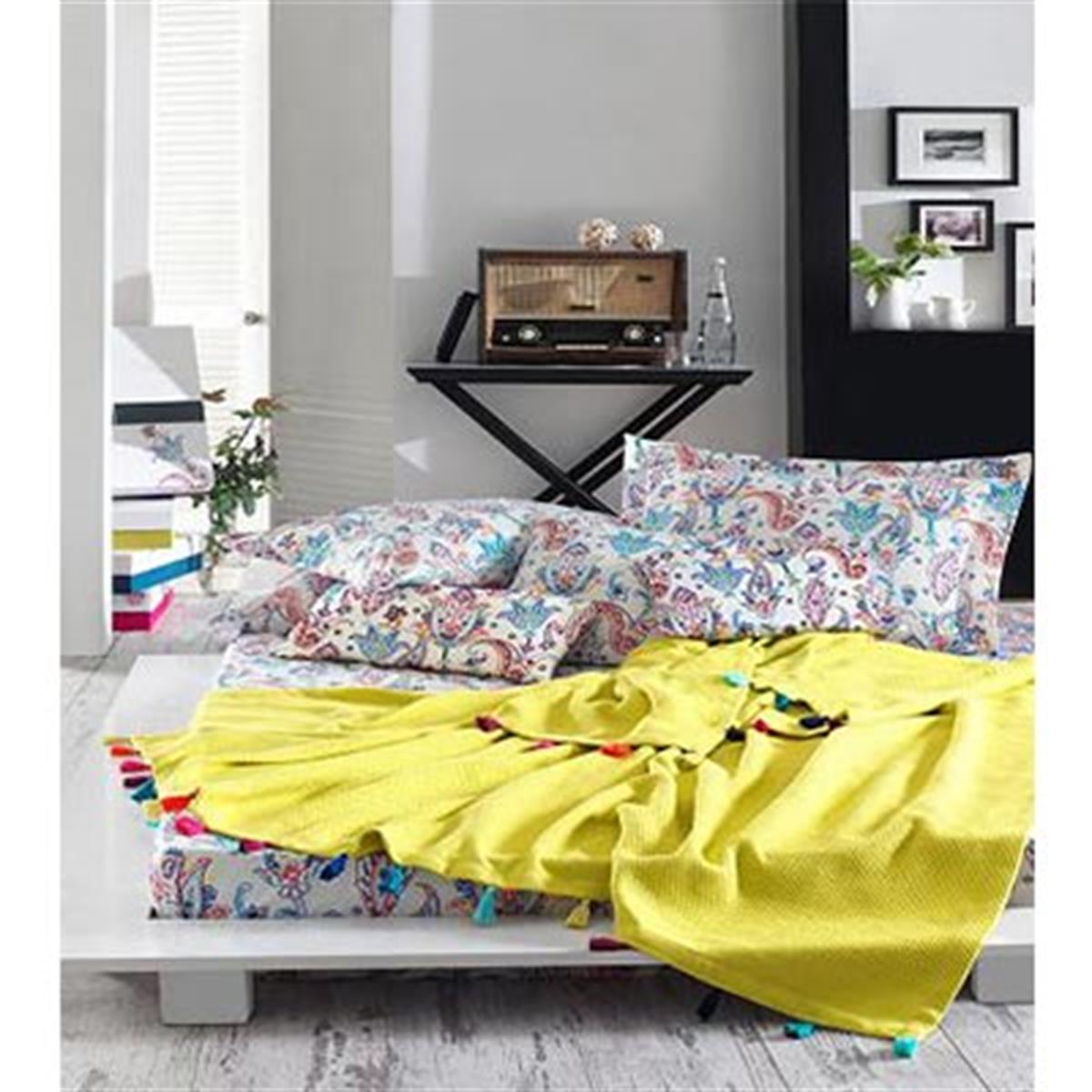 İyi Geceler İstanbul Çift Kişilik Pike Takımı  Style Up Sarı