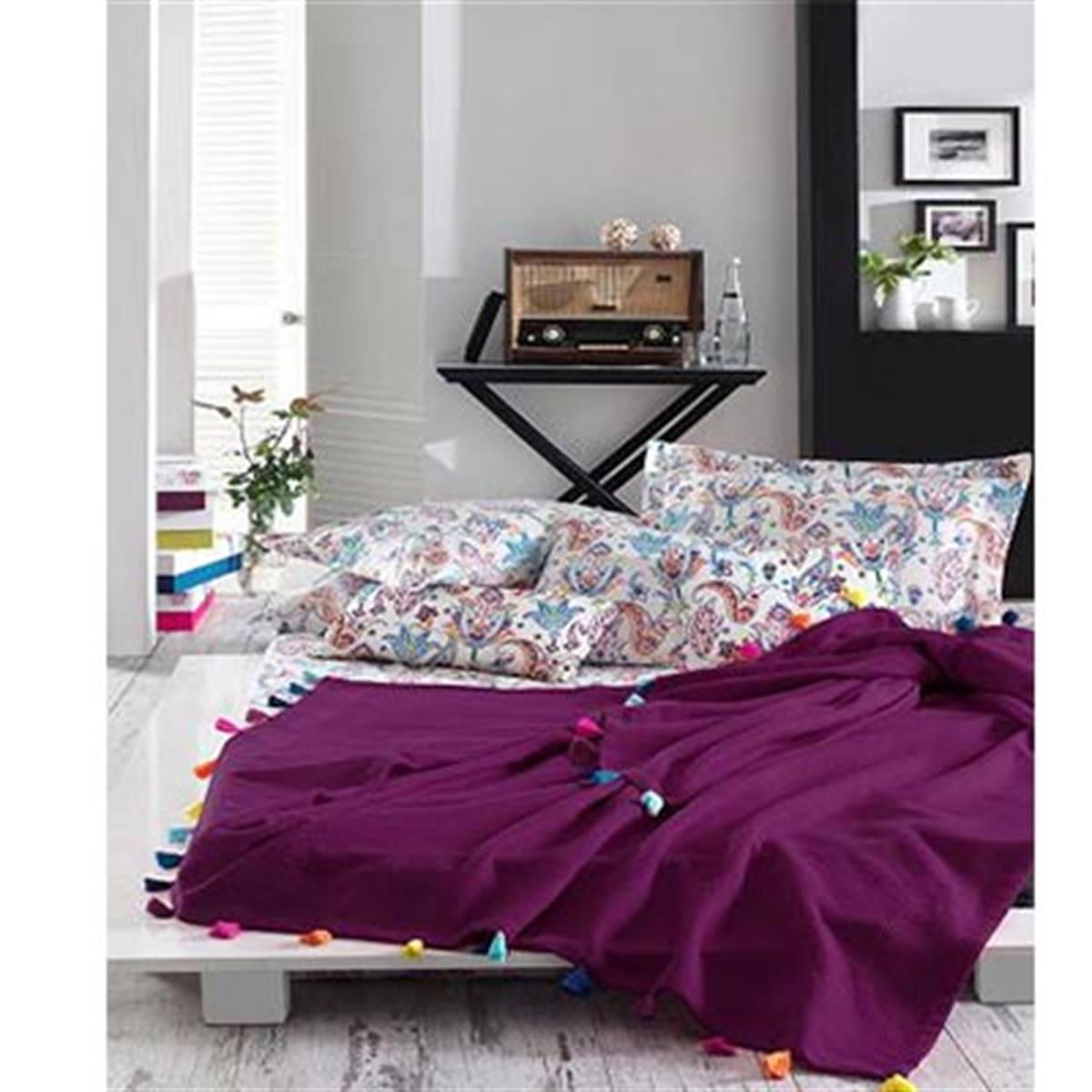 İyi Geceler İstanbul Çift Kişilik Pike Takımı  Style Up Mürdüm