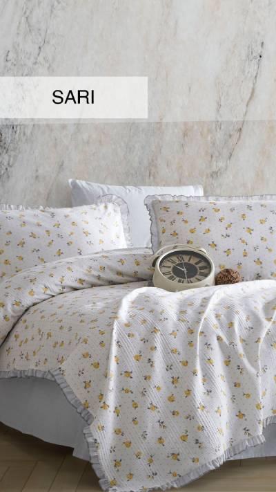 İyi Geceler İstanbul Çift Kişilik Pike Takımı Lavinya Sarı