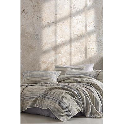 İYİ GECELER İSTANBUL ÇİFT KİŞİLİK YATAK ÖRTÜSÜ NEVRESİM SETİ NATURALİST GRİ