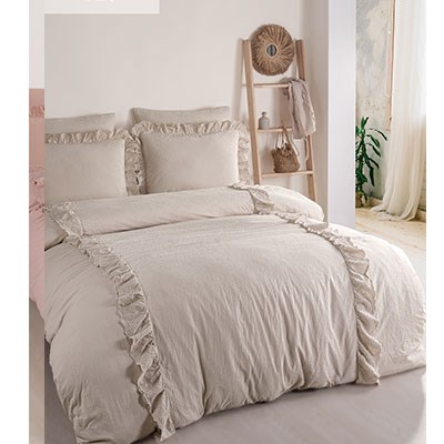 İyi Geceler İstanbul Exclusive Çift Kişilik Nevresim Takımı Romantica Bej