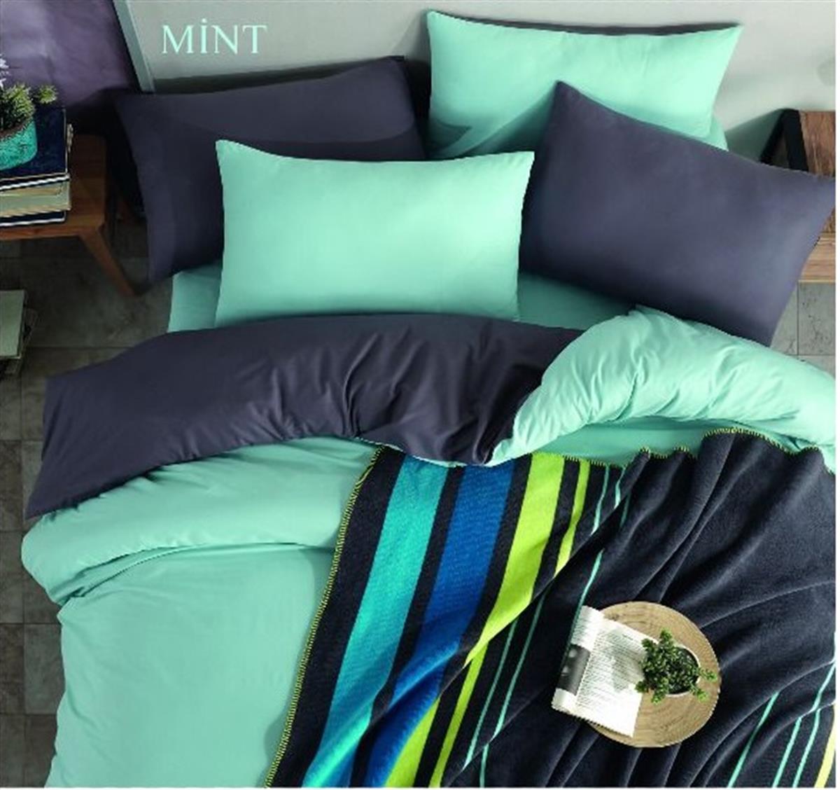 İyi Geceler İstanbul Exclusive Ranforce Çift Kişilik Nevresim Takımı İn Line Mint