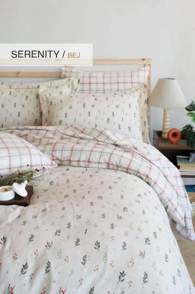 İyi Geceler İstanbul Flanel Çift Kişilik Nevresim Takımı Serenity Bej