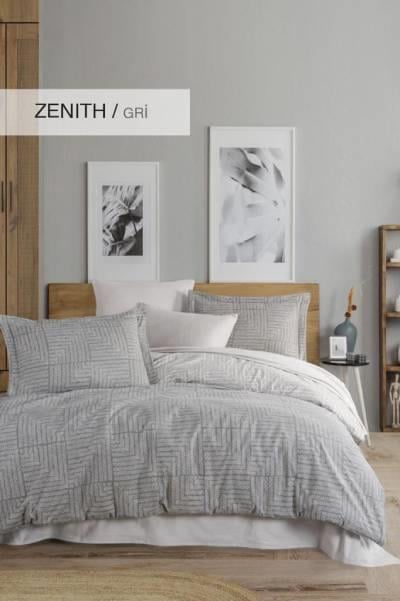 İyi Geceler İstanbul Flanel Çift Kişilik Nevresim Takımı Zenith Gri