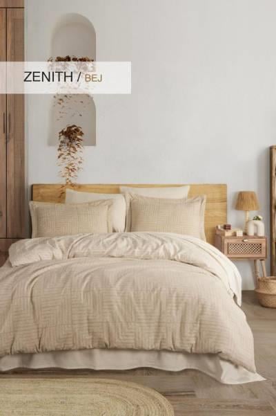 İyi Geceler İstanbul Flanel Çift Kişilik Nevresim Takımı Zenith Bej