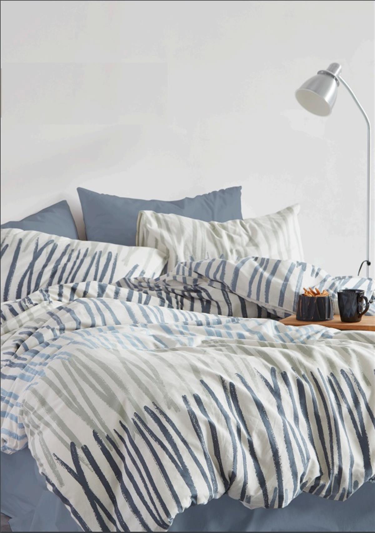 İyi Geceler İstanbul Percale Çift Kişilik Nevresim Takımı Linea Mavi