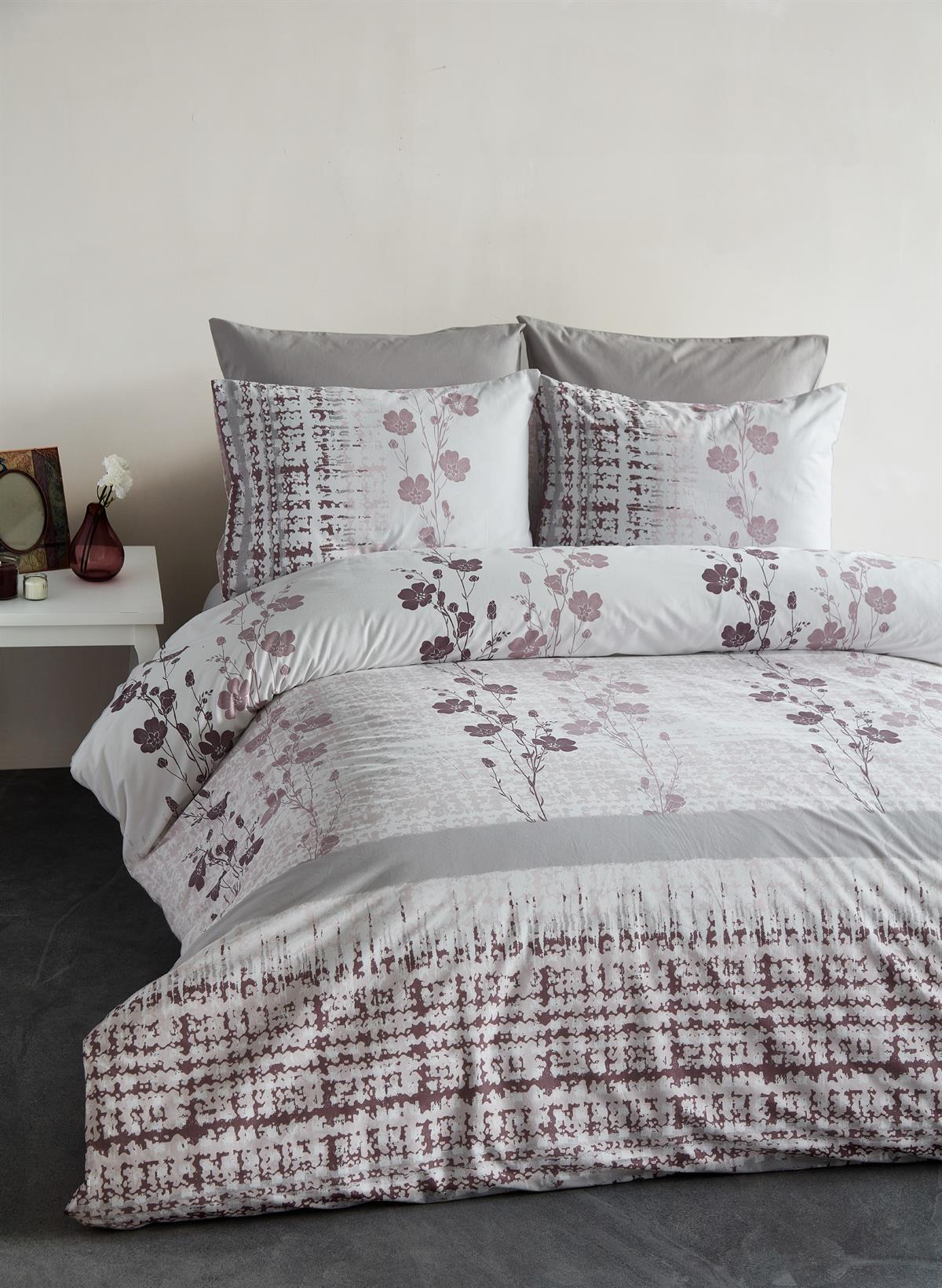 İyi Geceler İstanbul Percale Çift Kişilik Nevresim Takımı Alia Mürdüm