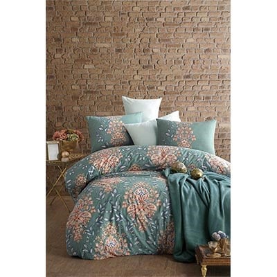 İyi Geceler İstanbul Ranforce Çift Kişilik Nevresim Takımı Marlina Turkuaz