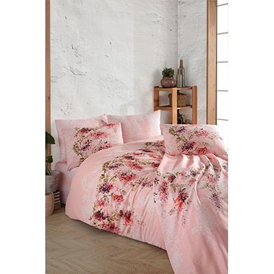 İyi Geceler İstanbul Ranforce Çift Kişilik Nevresim Takımı Capri Somon