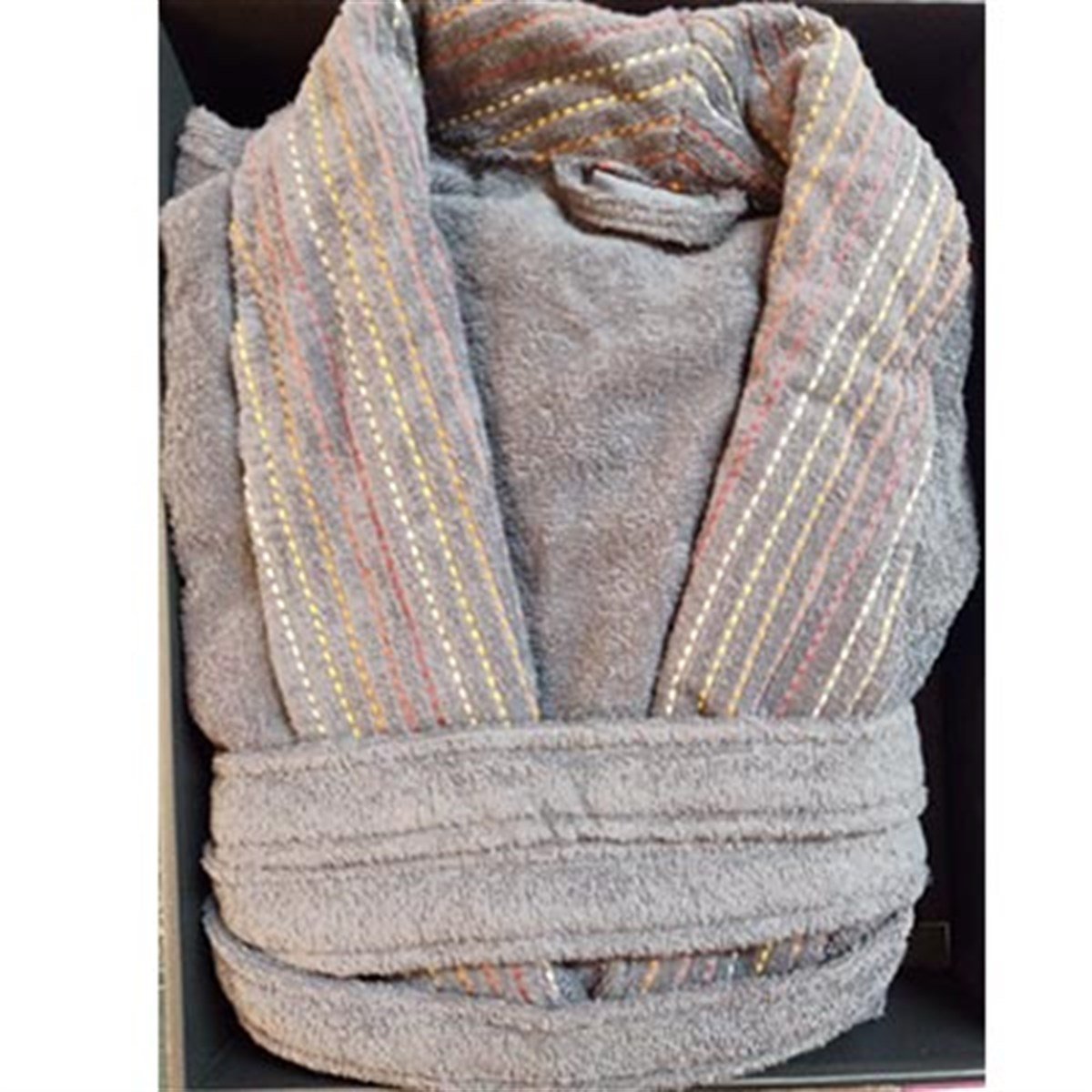 İYİ GECELER İSTANBUL TEK BORNOZ İN LİNE ANTRASİT-KIRMIZI M/L