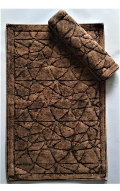 Maco Cotton Klozet Takımı Pamuklu Eskitme Cam Kırığı Kahverengi