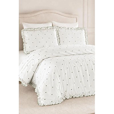Nazik Home Çift Kişilik Nevresim Takımı Amore Krem-Yeşil