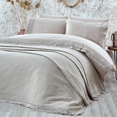 Nazik Home Çift Kişilik NevreSimli Pike Seti Cadiz Vizon
