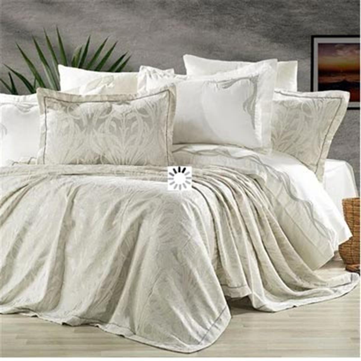 Nazik Home Çift Kişilik Nevresimli Pike Takımı Sima Gri 9 Parça