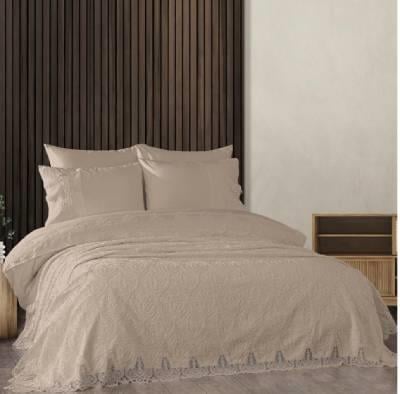 Nazik Home Çift Kişilik Nevresimli Pike Takı Marry Vizon